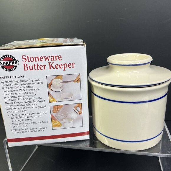 Stoneware Butter Keeper Norpo Stays Fresh Up To 30 Days Without Refrigeration CN - Picture 3 of 6